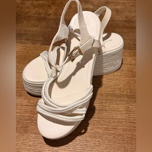 Kelsi Dagger Cream Wedge Sandals